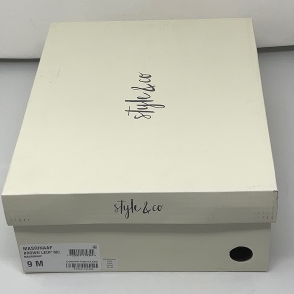 NIB Style & Co women’s Marinaa  brown leopard heeled ankle booties, size 9 - Picture 8 of 9